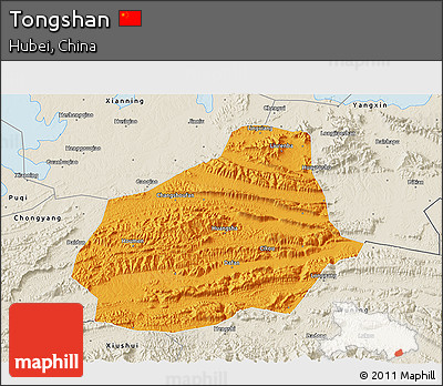 Political 3D Map of Tongshan, shaded relief outside