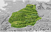 Satellite 3D Map of Tongshan, lighten, desaturated