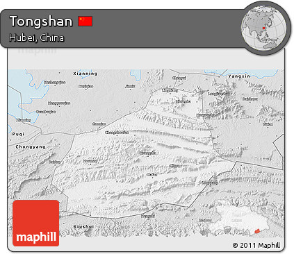 Silver Style 3D Map of Tongshan