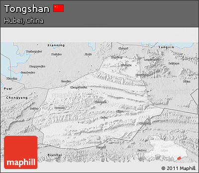 Silver Style 3D Map of Tongshan