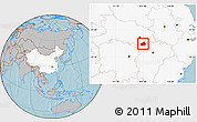 Gray Location Map of Tongshan, highlighted country, hill shading