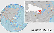 Gray Location Map of Tongshan, highlighted parent region, hill shading