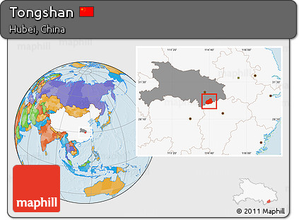 Political Location Map of Tongshan, highlighted country, highlighted parent region