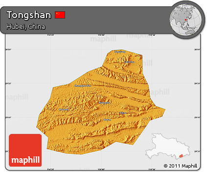 Political Map of Tongshan, single color outside