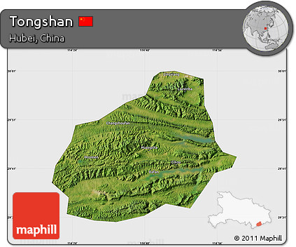 Satellite Map of Tongshan, single color outside