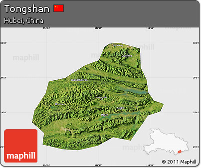 Satellite Map of Tongshan, single color outside