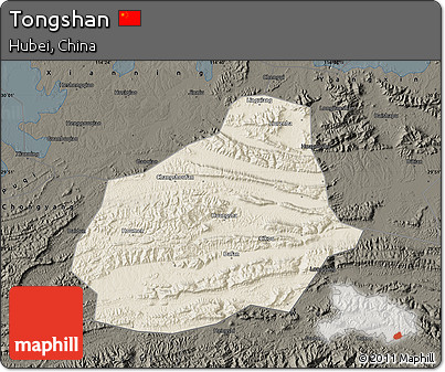 Shaded Relief Map of Tongshan, darken