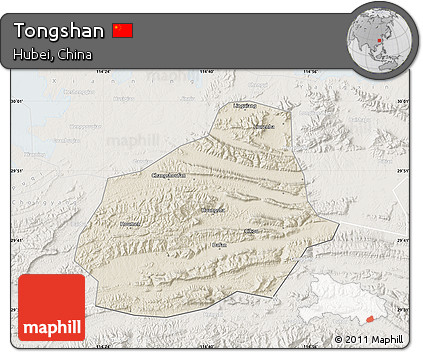 Shaded Relief Map of Tongshan, lighten