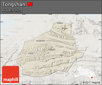 Shaded Relief Map of Tongshan, lighten