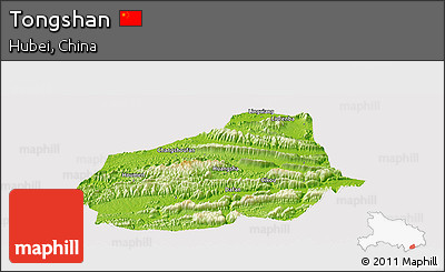 Physical Panoramic Map of Tongshan, cropped outside