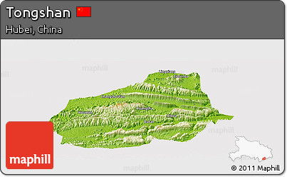 Physical Panoramic Map of Tongshan, cropped outside