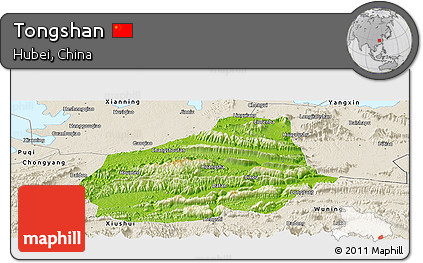 Physical Panoramic Map of Tongshan, shaded relief outside
