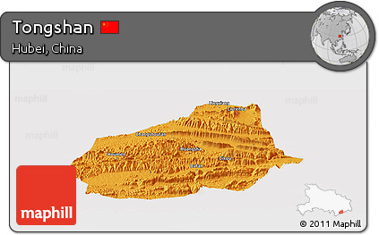 Political Panoramic Map of Tongshan, cropped outside