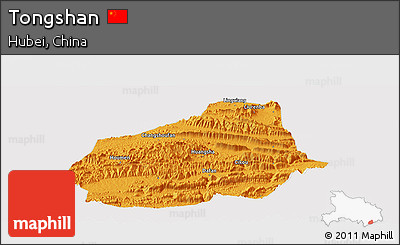 Political Panoramic Map of Tongshan, cropped outside