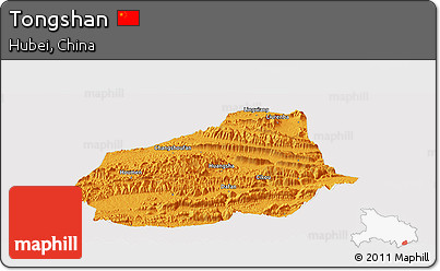 Political Panoramic Map of Tongshan, cropped outside