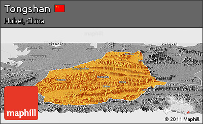Political Panoramic Map of Tongshan, desaturated