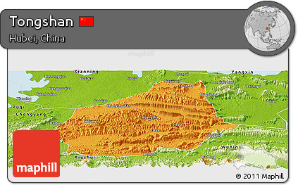Political Panoramic Map of Tongshan, physical outside