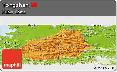 Political Panoramic Map of Tongshan, physical outside
