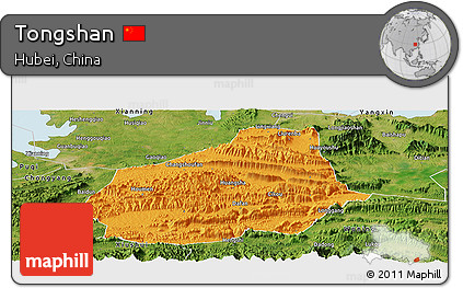 Political Panoramic Map of Tongshan, satellite outside