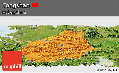 Political Panoramic Map of Tongshan, satellite outside