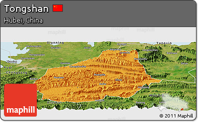 Political Panoramic Map of Tongshan, satellite outside