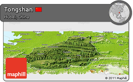 Satellite Panoramic Map of Tongshan, physical outside