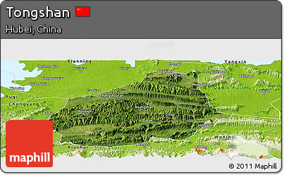 Satellite Panoramic Map of Tongshan, physical outside
