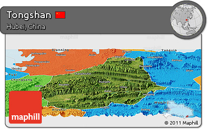 Satellite Panoramic Map of Tongshan, political outside