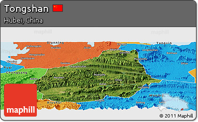 Satellite Panoramic Map of Tongshan, political outside