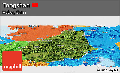 Satellite Panoramic Map of Tongshan, political outside