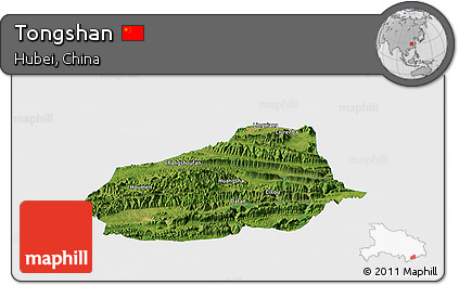 Satellite Panoramic Map of Tongshan, single color outside
