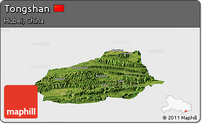 Satellite Panoramic Map of Tongshan, single color outside