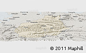 Shaded Relief Panoramic Map of Tongshan, semi-desaturated