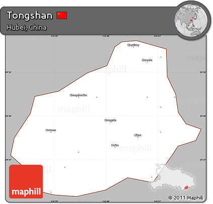 Gray Simple Map of Tongshan, cropped outside