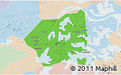 Political 3D Map of Wuchang, lighten