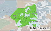 Political 3D Map of Wuchang, lighten, semi-desaturated
