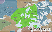 Political 3D Map of Wuchang, semi-desaturated