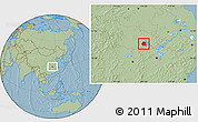 Savanna Style Location Map of Wuchang, hill shading