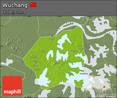 Physical Map of Wuchang, semi-desaturated