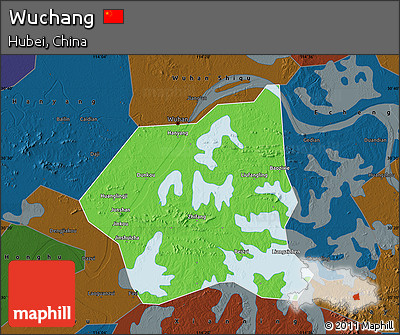 Political Map of Wuchang, darken