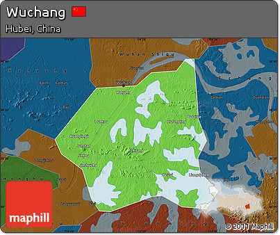 Political Map of Wuchang, darken