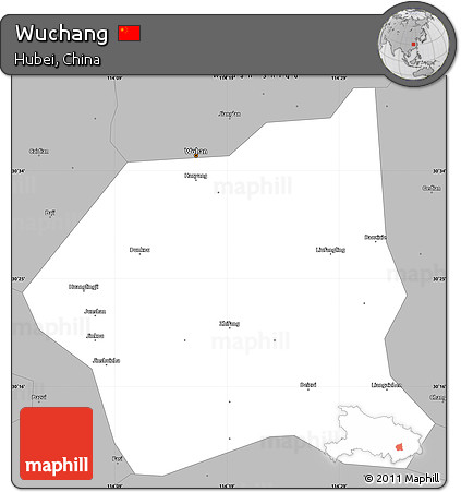 Gray Simple Map of Wuchang