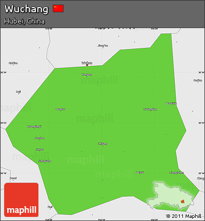 Political Simple Map of Wuchang, single color outside, borders and labels