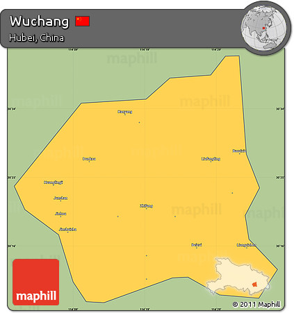 Savanna Style Simple Map of Wuchang, cropped outside