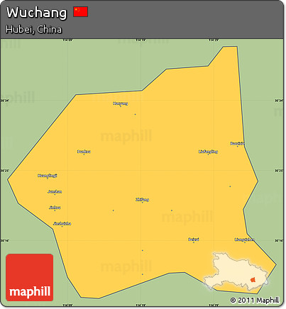 Savanna Style Simple Map of Wuchang, cropped outside