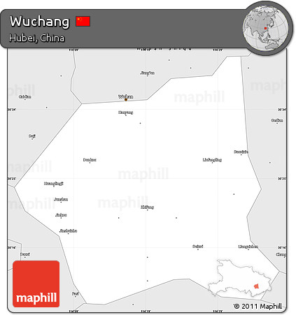 Silver Style Simple Map of Wuchang