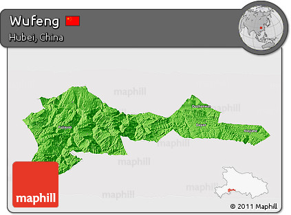Political 3D Map of Wufeng, cropped outside