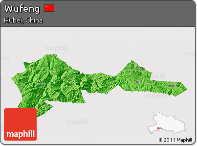 Political 3D Map of Wufeng, cropped outside
