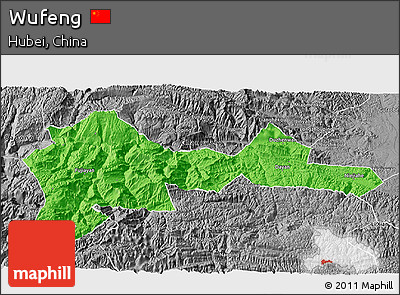 Political 3D Map of Wufeng, desaturated