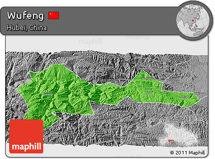 Political 3D Map of Wufeng, desaturated